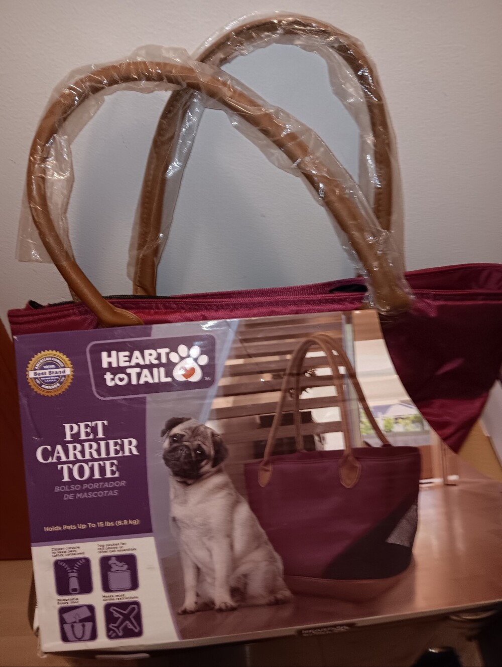 NIB Small Pet Carrier Tote, Aldi "Heart to Tail" pet line, for pets up to 15 lbs